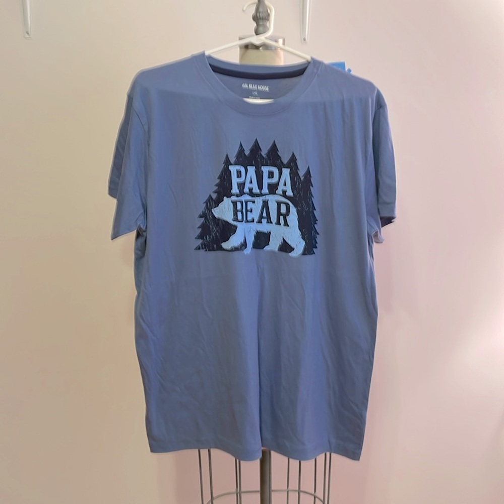 Mens T-Shirt Blue “Papa Bear” New Large